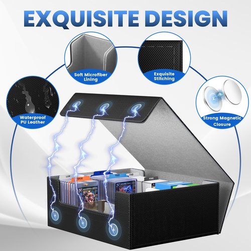Co-opting Card Storage Box For Trading Cards 1800+,Card Deck Box With 10 Dividers,6 Foam Stoppers,4 Supporters,Commander Deck Case Fit For Toploaders,MTG,YuGiOh,TCG and Magic Cards