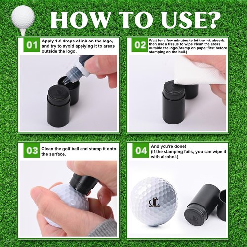Terwex Custom Golf Ball Stamp - Personalized Golf Ball Marker Stamp, Waterproof Ink Customized Golf Balls Stamps with Your Logo, Golf Ball Stamper, Golf Accessories Golfer Dad Father Golf Gifts(Blue)