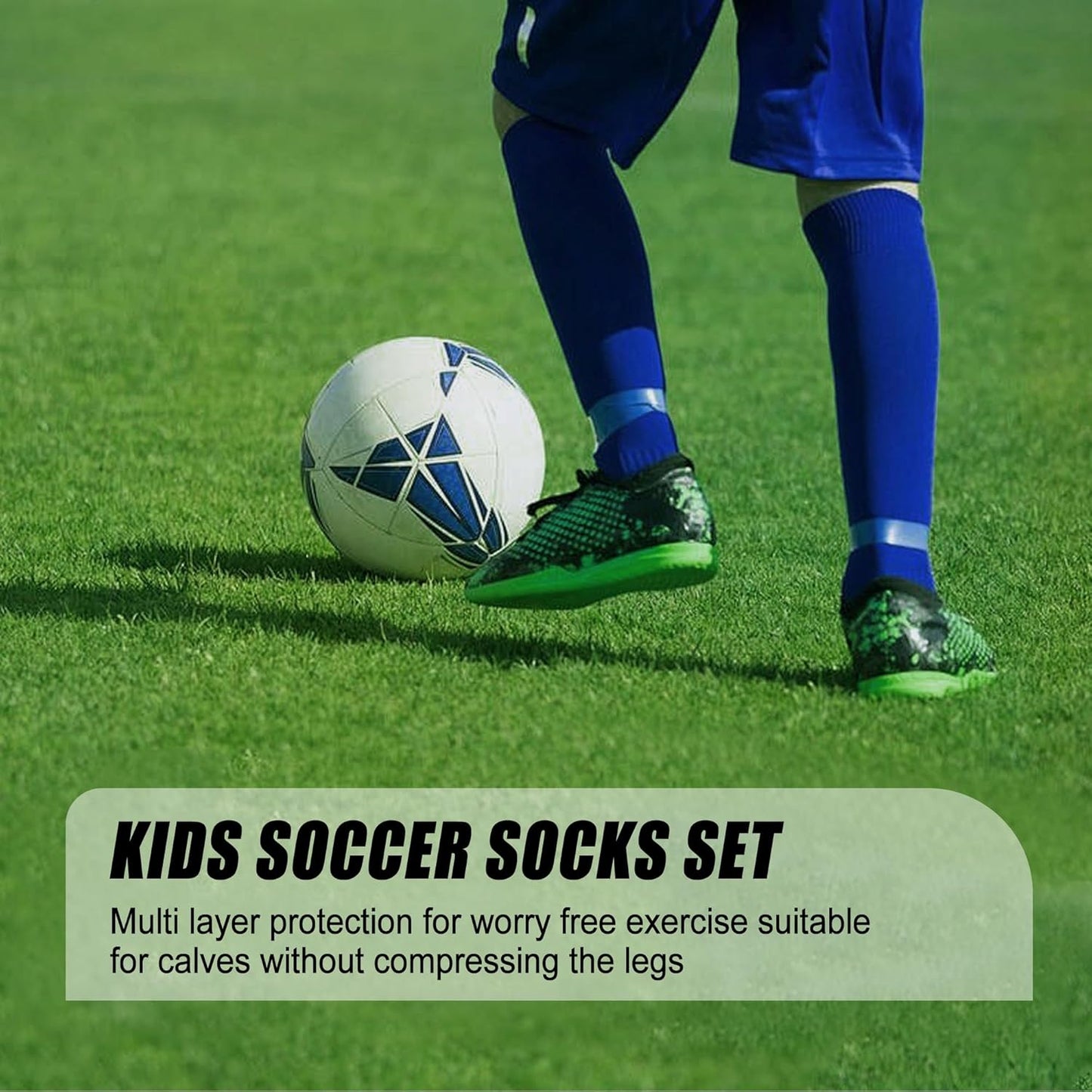 2 Set Kids Grip Soccer Socks with Shin Guard Sleeves Non Slip Soccer Leg Sleeve Socks for Boys Girls