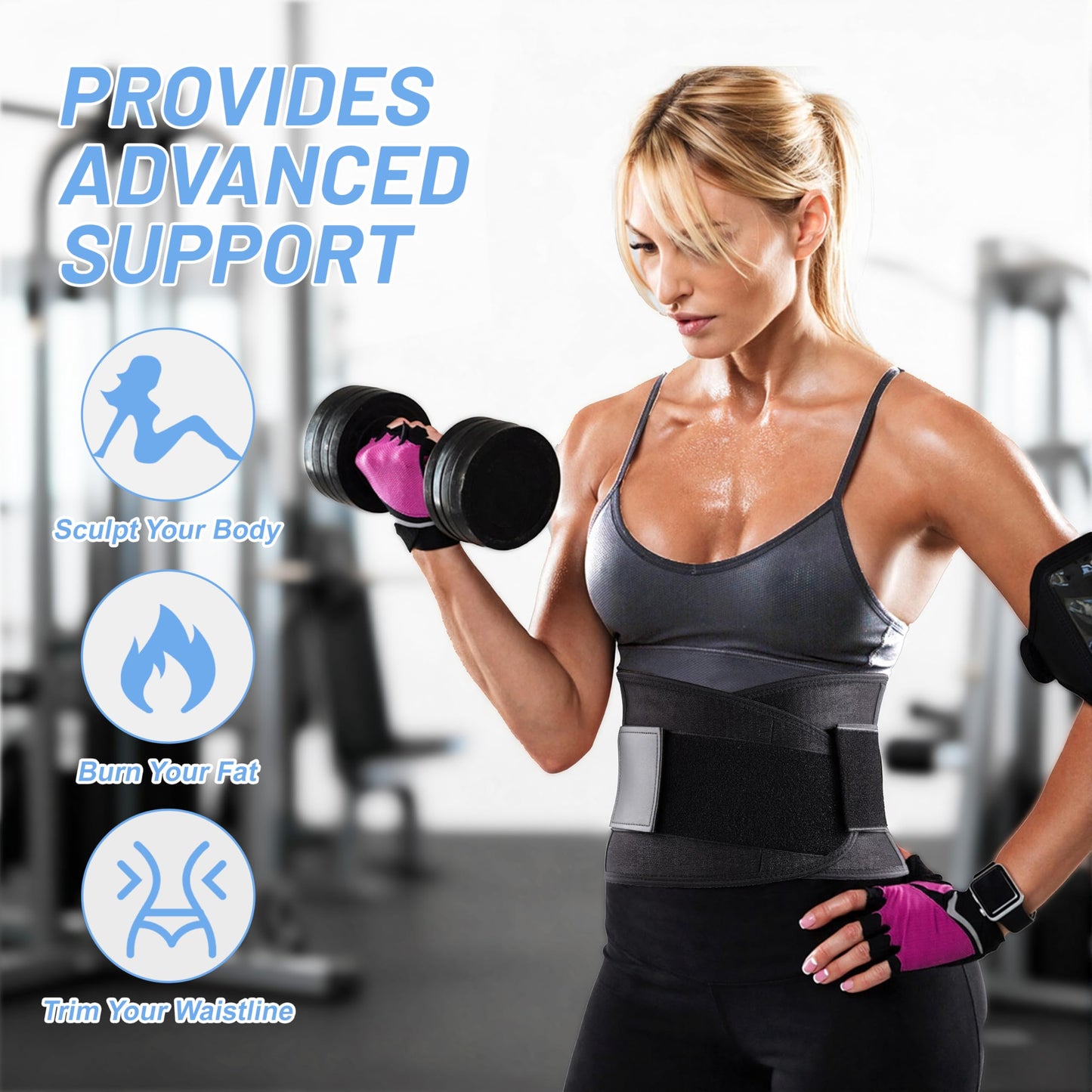 Quorblentz Back Brace for Men and Women Lower Back Pain - Sciatica, Scoliosis, Herniated Disc Relief - Workout Body Shaping Back Brace With 4X Powerful Lumbar Support and Dual Adjustable Support Straps Black-M