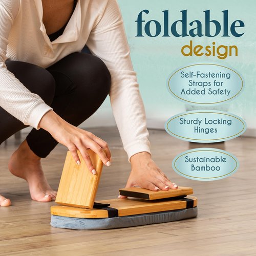 Florensi Bamboo Folding Meditation Bench - Prayer Bench with Cushion for Kneeling or Sitting - Comfortable Meditation Stool for Longer Sessions