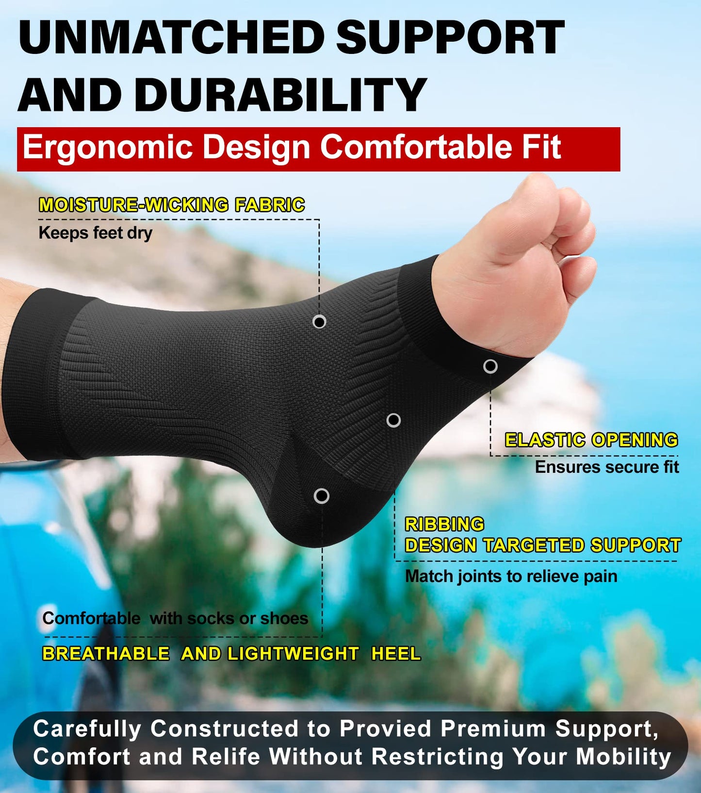 KEKING Ankle Brace Compression Sleeve – Plantar Fasciitis & Achilles