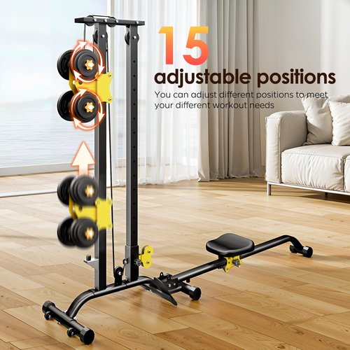 SogesPower LAT Pull Down Machine for Home Gym,Heavy Duty Cable LAT Pull Down & Seated Row Workout Station with Adjustable Resistance, High Pulley System for Back, Shoulder & Arm Exercises