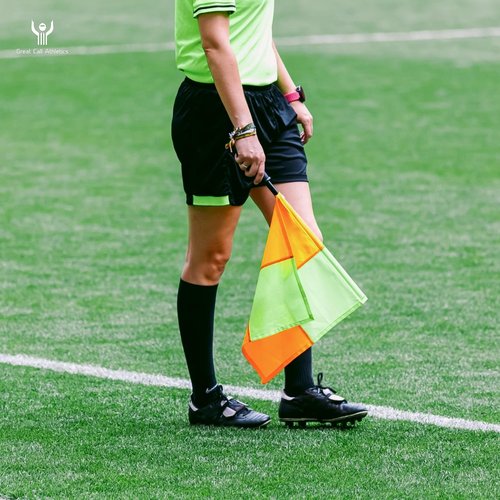 Great Call Athletics | Soccer Referee Flag Pro Set With Case | Water Proof Assistant Linesman Yellow Orange Checker Style