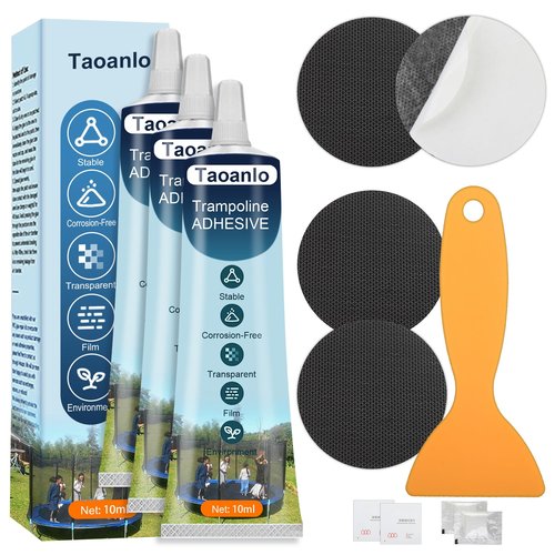 Taoanlo Trampoline Mat Repair Kit | Self-Adhesive Trampoline Patches | Black Galvanized Steel