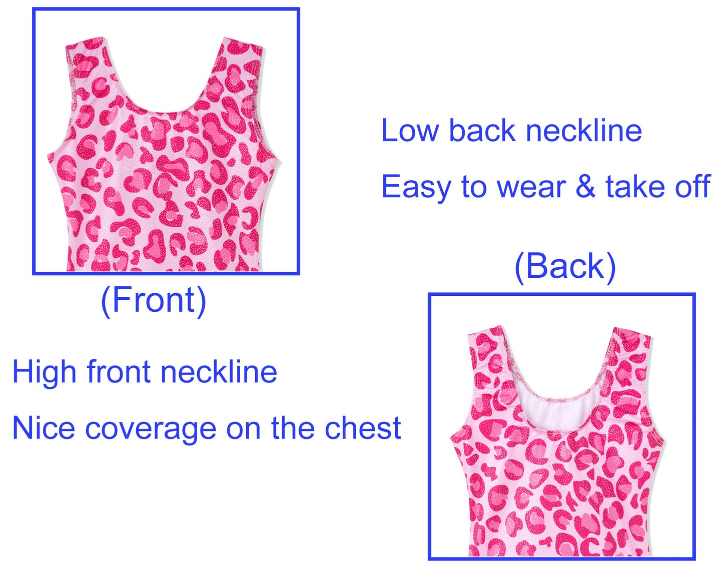 Domusgo Gymnastics Leotards for Girls 7-8 Years Old Hotpink Leopard Sparkly One Piece Tumbling Outfits