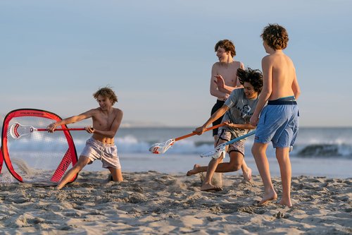 TRUE TEMPER Laxyard Backyard Lacrosse Kit, Set of 3 Lacrosse Short Sticks, 1 Ball, and 1 Mini Goal