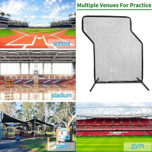 Gulfmore Portable 7x5 ft Baseball Z Screen Pitching Protector Net,Baseball Softball Z-Screen Net Pitcher Safety Protective Nets, Heavy Duty Metal Frame, Portable Practice Screen