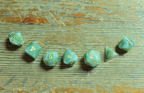 HDdais Polyhedral DND Dice Sets, 7-Die RPG Resin Green D&D Dice Set for Dungeons and Dragons Role Playing Games and Tabletop Game