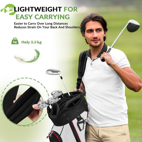 UNIHIMAL 14 Way Golf Cart Bag Featuring Full-Length Divider Top and Multiple Pockets, Golf Bag for Men with Handles and Rain Cover (Black-White)