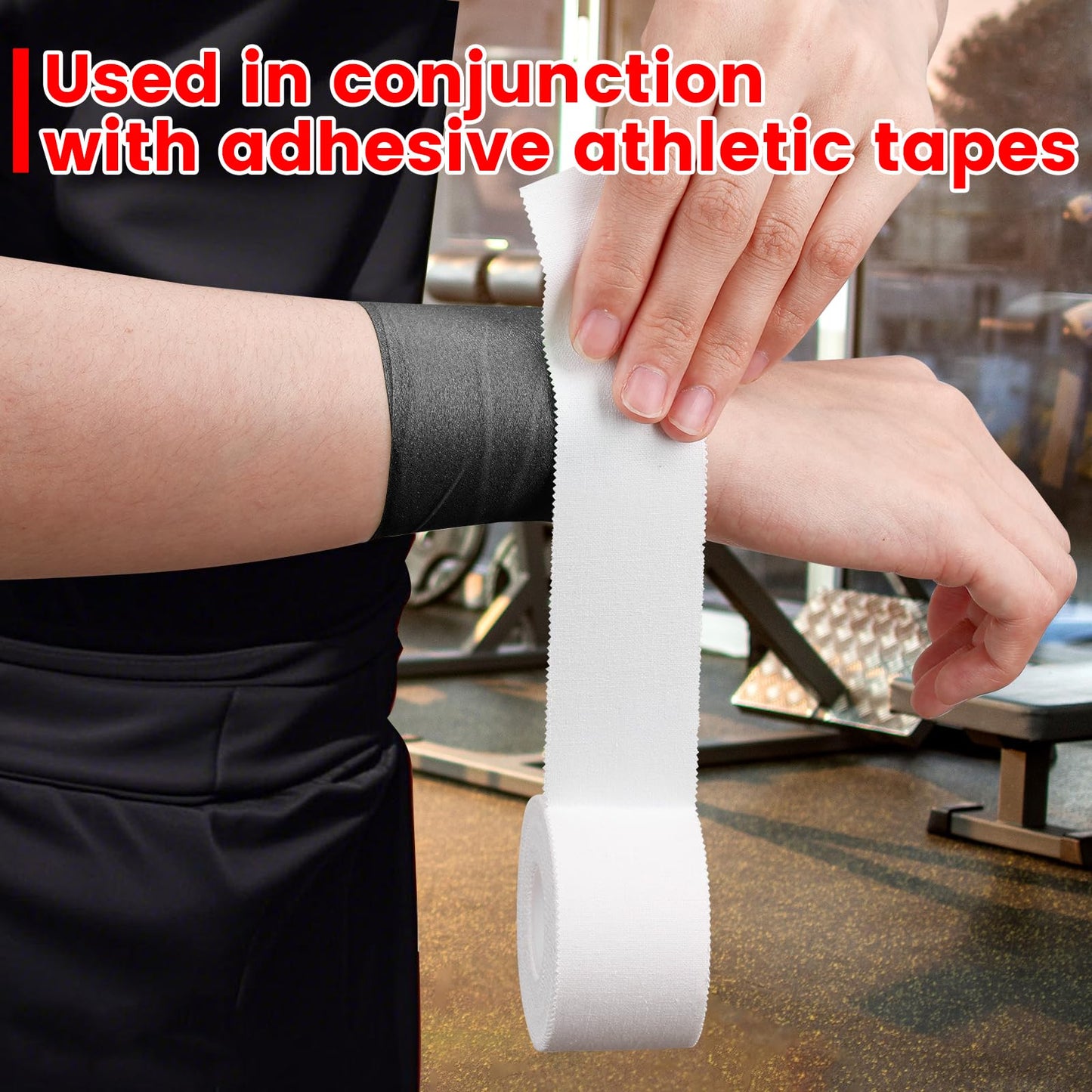 9 Pack Pre Wrap Athletic Tape, 2.76 Inch x 11 Yards Prewrap Tape for Hair Soccer, Pre Wrap Foam Underwrap Tape, Soccer Pre Wrap Tape, Prewrap Tape for Hair, Wrists, Hands, Ankles, Knees - Black
