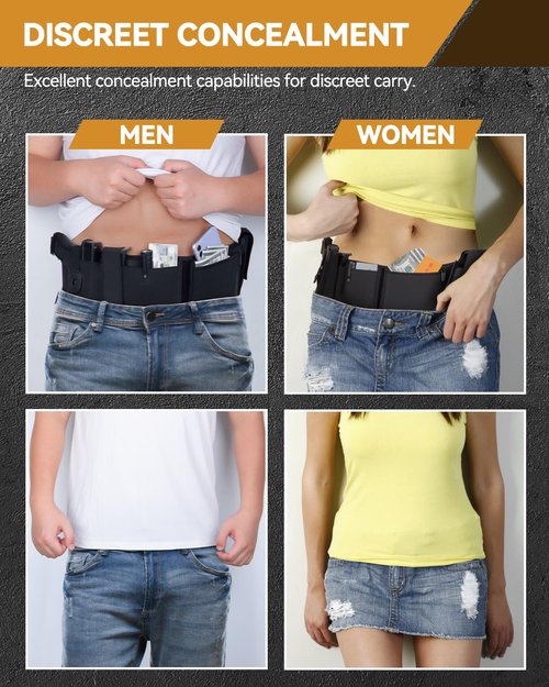 Belly Band Holster for Men Women, CANKROO Gun Holster for Concealed Carry Waistband Conceal Carrier Belt Airsoft Holster Fits G19, 17, 42, 43 for Most Pistols
