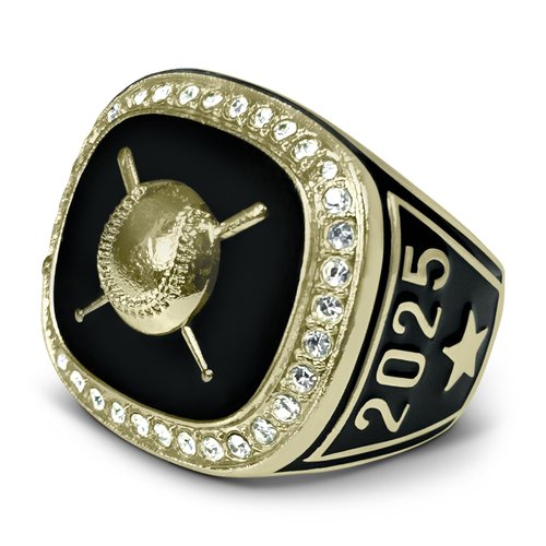 Express Medals 2025 Champion Baseball Trophy Ring in Size 7 with Award Display Stand Trophies Rings League Finalist Runner up