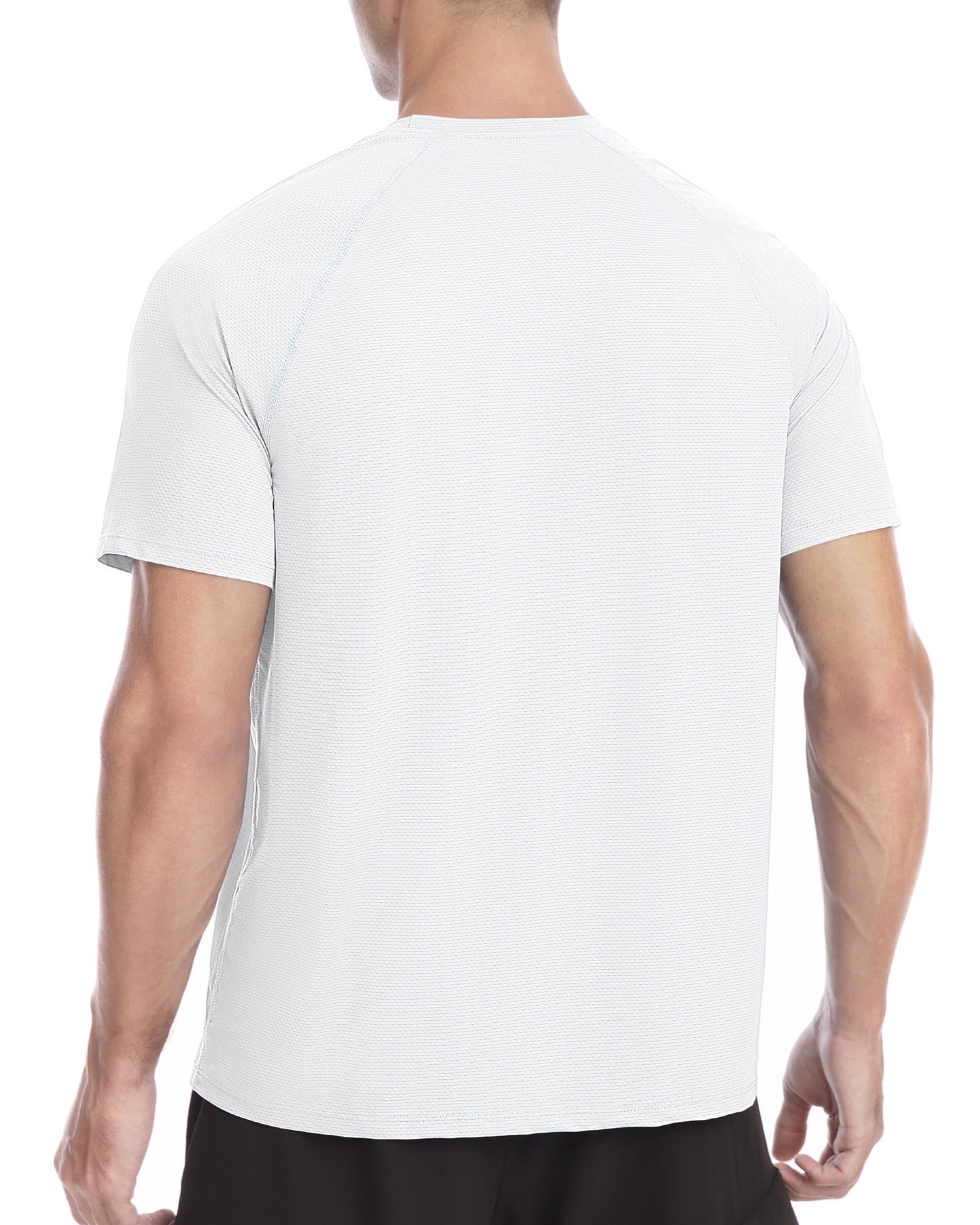 Roadbox Men's Rash Guard Short Slevee, UPF 50+ UV Sun Protection Water T-Shirts, Quick Dry Swim Shirts for Surf Beach Fishing (Large) White