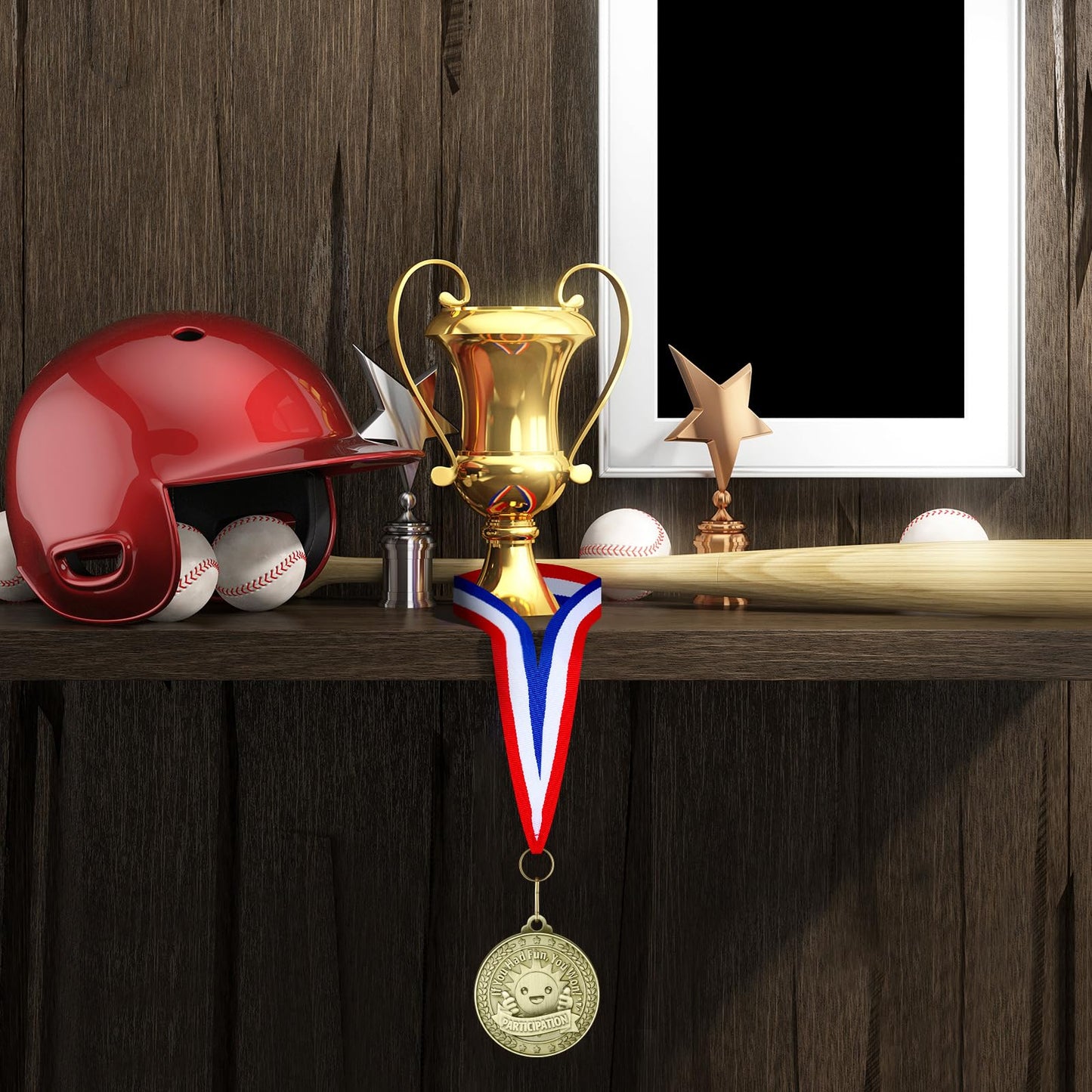 Loetere 12 Pcs Participant Award Medal with Neck Ribbon 2 Inches Metal Participation Medals Trophy for Adults Sports Competition Tournaments Event Team Prize Party Favors Decor(Classic)
