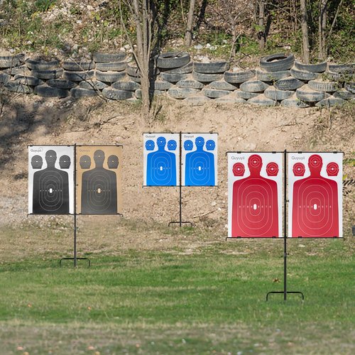 Guyuyii Adjustable Target Stand – Portable, Sturdy Shooting Target Stand for Outdoor Range, Backyard and Long-Range Practice | Easy Tool-Free Assembly with 8 Clips for Airsoft, BB Guns Training