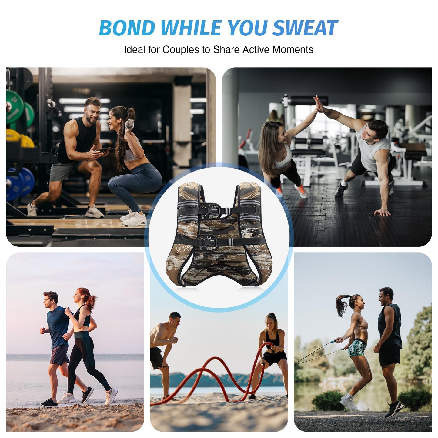 ZELUS Weighted Vest, 6lb/8lb/12lb/16lb/20lb/25lb/30lb Weight Vest for Men Women with Storage Pocket Reflective Strips for Strength Training Running Muscle Building, Brushstroke Sand Camo (20 lb)