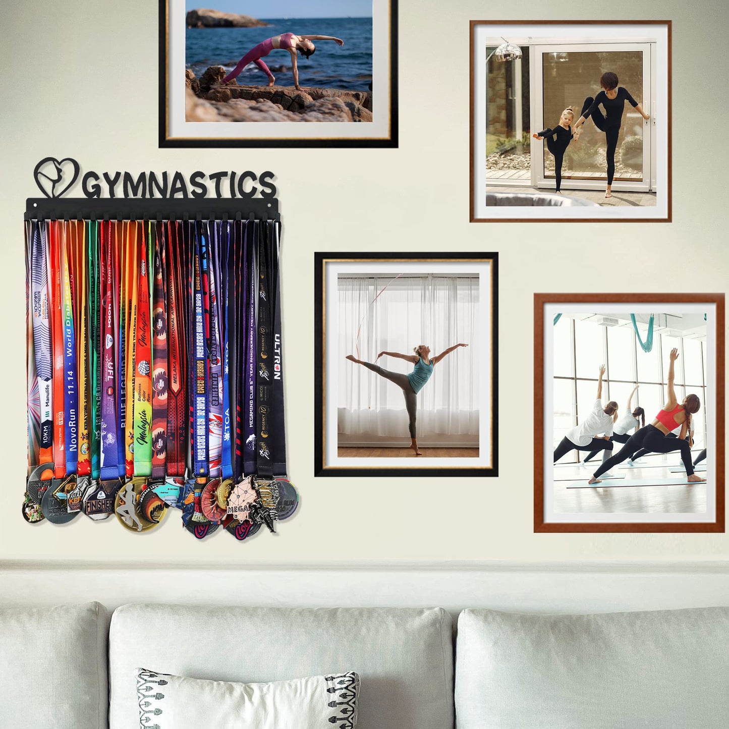 Medal Hanger Display - Wall Mount Steel Rack with 20 Hooks Holds 60+ Medals