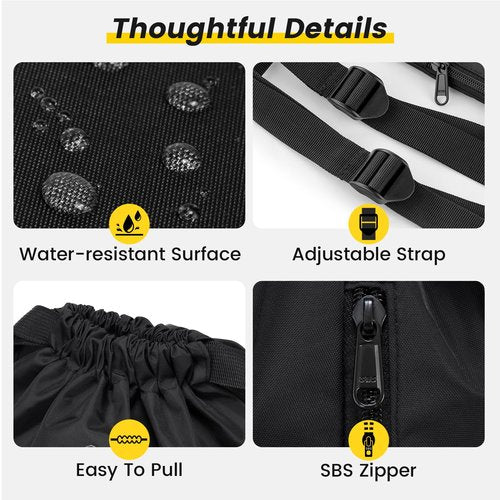 Vorspack Drawstring Backpack Water Resistant String Bag Cinch Bag Sports Gym Sack with Side Pocket for Men Women - Black
