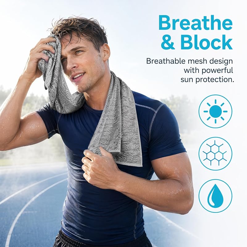 3 Black & 3 Grey 6 Pack Cooling Towels - Hyper-Evaporative Microfiber Sports Towels