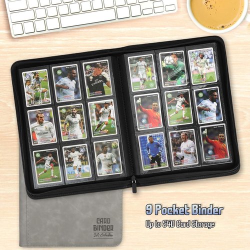 Trading Card Binder, Premium 9 Pocket Double Sided 540 Pocket PU Card Collection Binder, Collectible Trading Card Albums for MTG, TCG, Sport Card, Game Cards (Gray)
