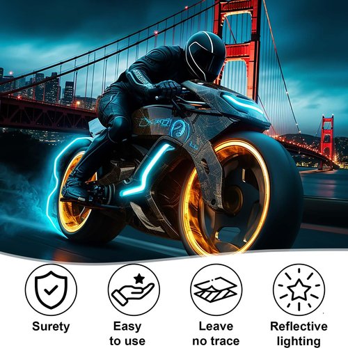 AOZUO 10Pcs Retro Reflective Stickers, Motorcycle Helmet Stickers Black Reflective Tape Night Visibility Reflectors Bicycle Reflective Sticker for Scooters Bike Stroller