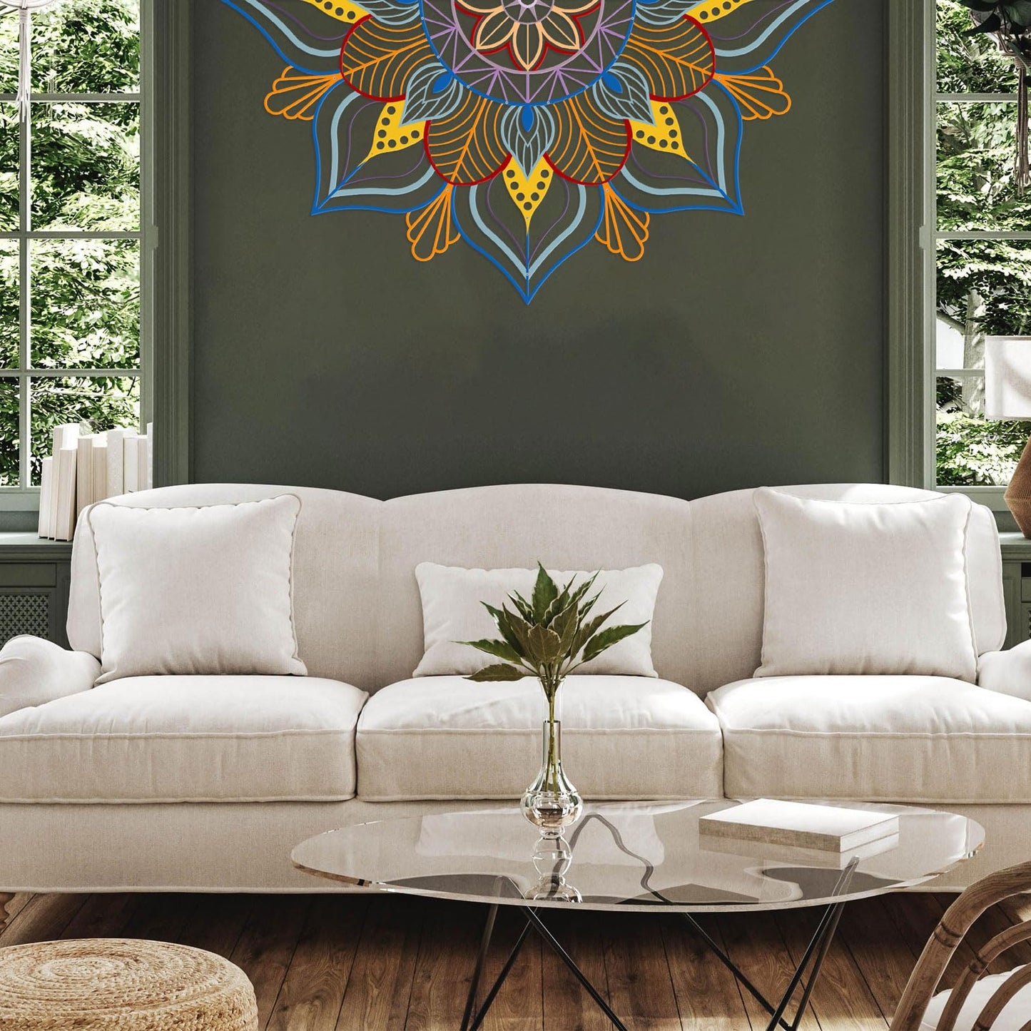 Resama Large Metal Mandala Wall Decor, Unique Lotus Flower Wall Art, Suitable for Office and Home Indoor and Outdoor Decoration
