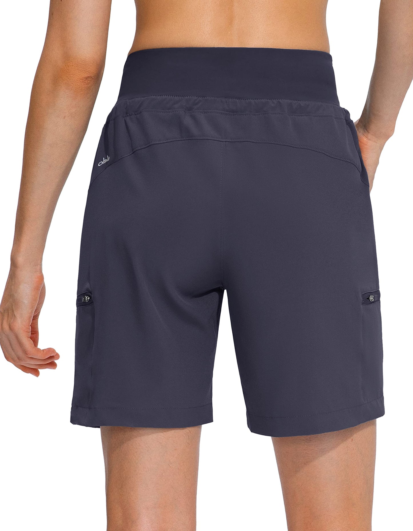 Obla Women's Hiking Cargo Shorts Zipper Pockets Soft High Waisted Quick Dry 7 Inch Long Shorts for Women Golf Athletic Summer (Dark Grey_L)