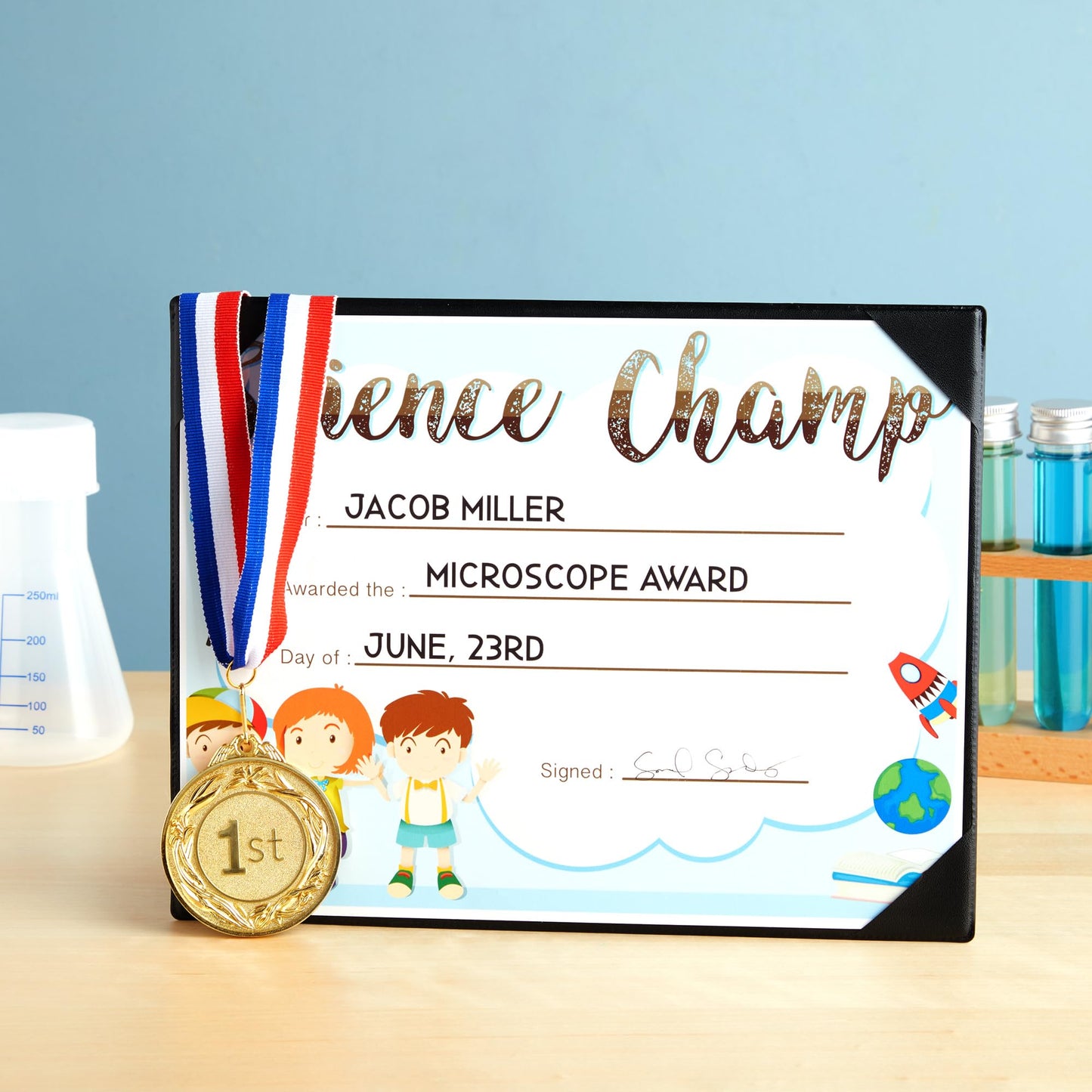 Juvale 6 Pack 1st Place Gold Medals with 16 Inch Neck Ribbon for Awards, Sports Tournaments, Soccer, Baseball (Round, Metal, 2.5 Inch Diameter) - Medals for Awards