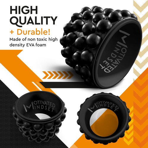 Motivated Mindset Massage Wheel Great for Back Pain | Stretching and Improving Yoga Poses Myofascial Release | Deep Tissue Massage Yoga Wheel | Yoga Balance Accessory for Beginners (11-inch x 7-inch)