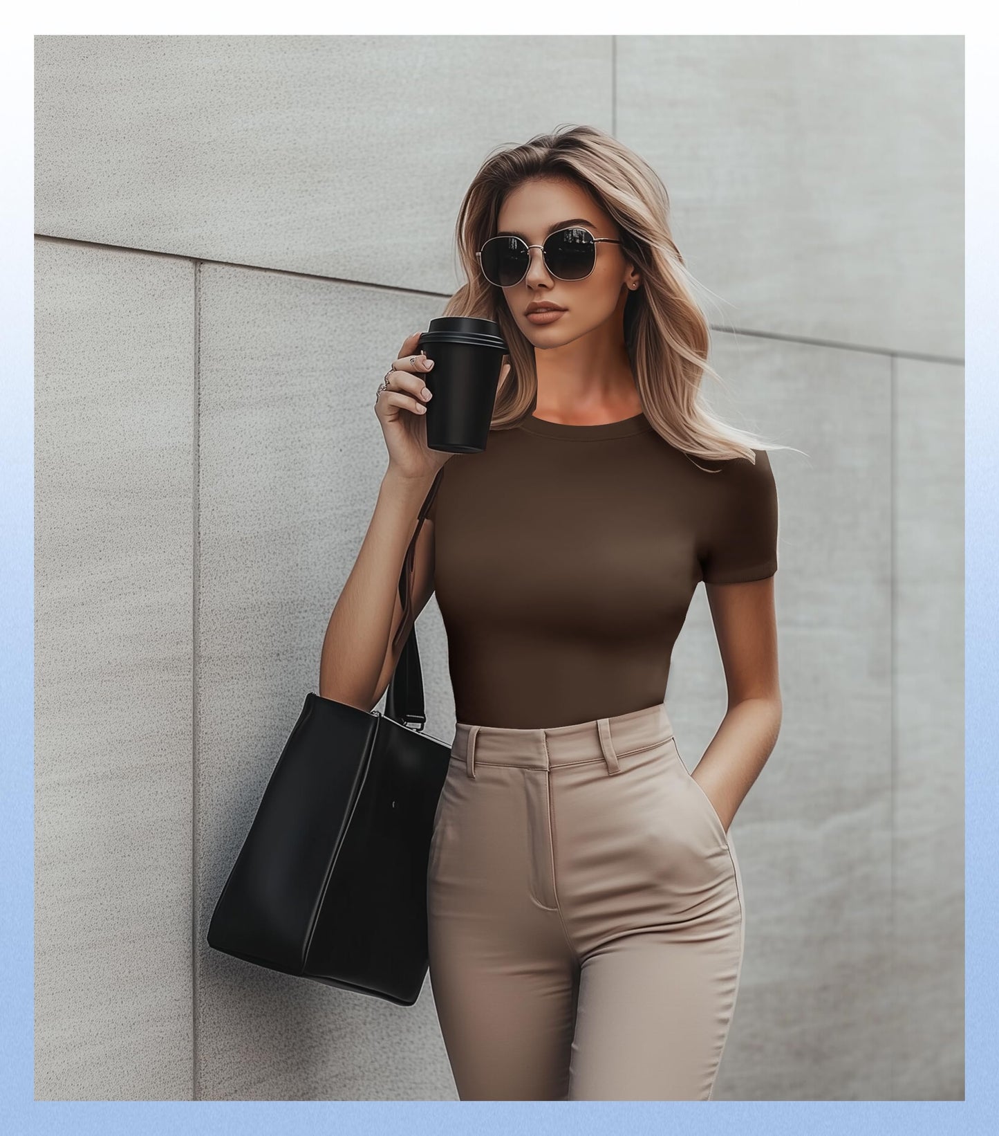 Sundwudu 5 Pack Body suits for Women - Stretchy Bodysuit Womens Tops Round Neck Body Suit T Shirts for Women Going Out Tops