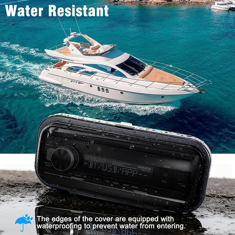 Herdio Marine Radio Cover, Water-Resistant, Smoke-Tinted Flip-Open Door
