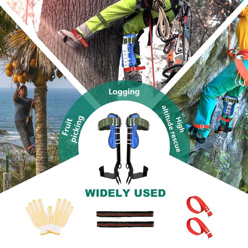 Seprochoo Tree Climbing Gear Climbing Spikes Climbing Gear and Equipment Palm Tree Climbing Harnesses for Logging Hunting Observation Fruit Picking Espuelas Para Subir Arboles (Regular Foot Set)