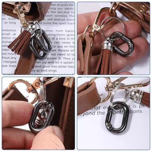 Giantree 10Pack 1 Inch Small Carabiner Clip, Metal Tiny Oval Carabiner Spring O Rings Hooks, for Lanyard Keychain, Car Key Rings Hook Dog Tag Clips Purse Keychain Replacement (Black)