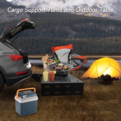 HUGEBO Folding Hitch Cargo Carrier 60" x 20" x 5", 500 lbs Capacity Rear Luggage Rack with Net & Straps, Fits 2" Receiver for SUV, Truck, RV, Ideal for Camping & Travel