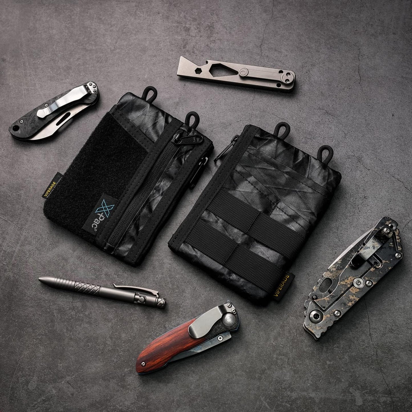 VIPERADE VE18 EDC Pouch, Pocket Organize for Men, EDC Pocket Organizer, 3 Slots with 2 Zipper Pockets, Multitool Pouch