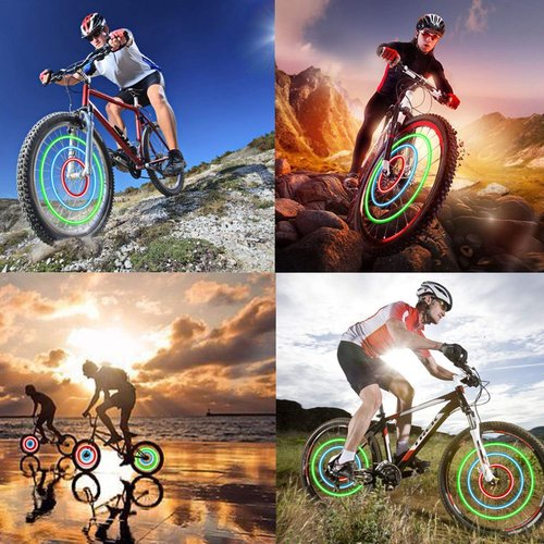 MapleSeeker Bike Wheel Lights with Batteries Included, Waterproof Bicycle Wheel Lights for Safe Cycling, Easy to Install Cool Bike Lights