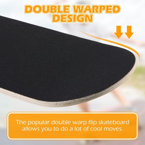 Meooeck 6 Pcs Blank Skateboard Decks for Art Painting 28 x 8 Inches, Wood Skateboard Replacement 7 Layer Maple Double Tail Plain Skate Board with Sandpaper for Home Decor