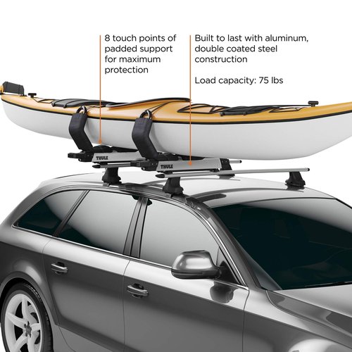 Thule Hullavator Pro kayak rack – Lift-assist, 40lb support, waist-high loading, corrosion-free, tie-downs included