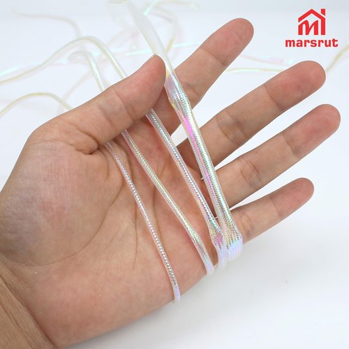 4pcs Mylar Tubing Fly Tying, 2/4/6/8mm Pearlescent Braid Tube Set for Fishing, Holographic Hollow Round Cord, Fish Pattern, Polyester Materials, 1 Meter Long Per Size