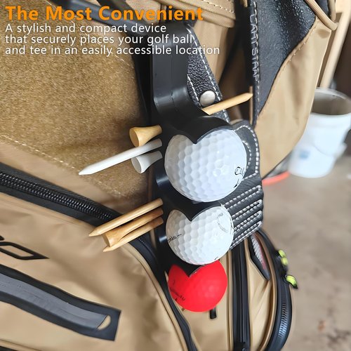 aimpiwt 2 in 1 Golf Ball Holder - Holds 3 Balls 6 Tees, Secure Lock Design, Easy Attachment to Bag, Durable & Portable Golf Accessory