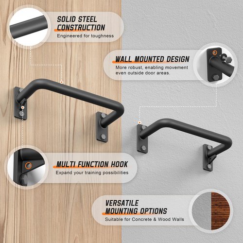Jusgym Pull Up Bar for Doorway, Heavy Duty Strength Training Pull-Up Bars for Home Gym, Wall Mounted/Joist Mounted/Ceiling Mounted Chin Up Bar with Reinforced Thick Metal Construction - Supports 500 lbs for Full-Body Workouts