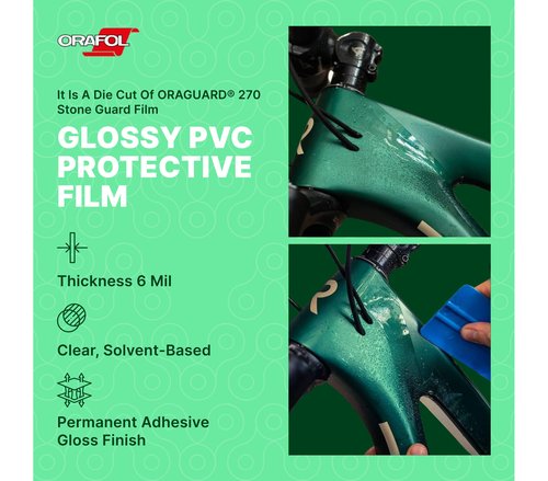 RKNDY E-Bike Bicycle Frame, Fork, Battery Pack, Die Cut Protection Kit/High Impact Frame Guard. Protects Your Bike from Scratches and dings. Thick Glossy PVC Protective Film. Fits Most E-Bikes.