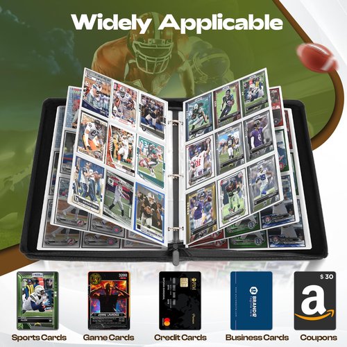 Football Card Binder,900 Pockets Upgraded Trading Card Binder with Zipper, Large Sports Card Holder Include 50 Removable Sleeves,9 Pocket Double Side Card Album Folder for Collection Organizer