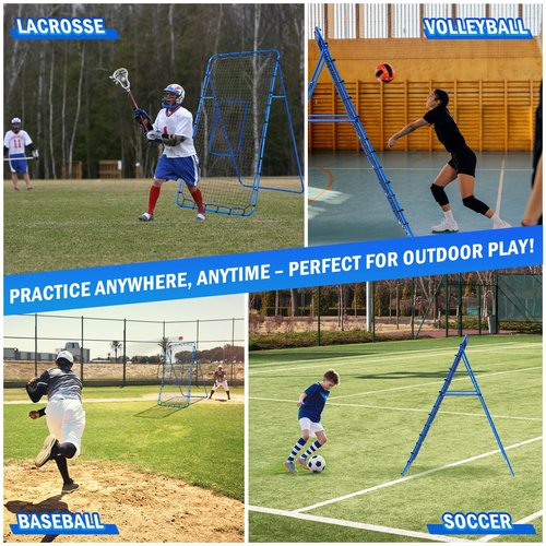 Lacrosse Rebound Net, 7x4ft Lacrosse Rebounder for Backyard, Adjustable Angles Bounce Back Net with Target Strike Zone, Easy Quick Setup, Volleyball Baseball Softball and Soccer Training
