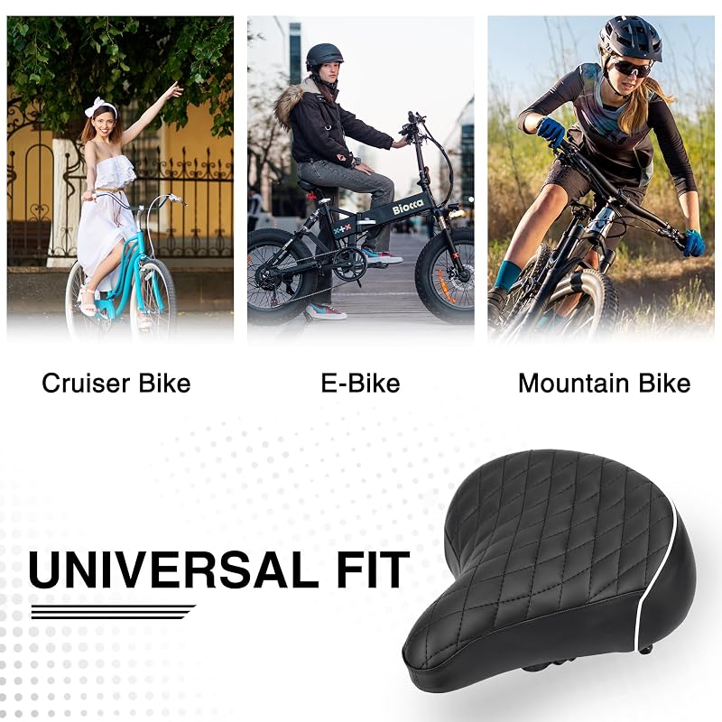 FOMAS Beach Cruiser Bike Seat - Extra Wide 9.75" Wide Comfort Replacement (Black)