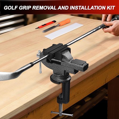 ArlinaL Golf Club Regripping Kit, Golf Club Grip Vise Clamp, Universal Table Vise Golf Shaft Clamp