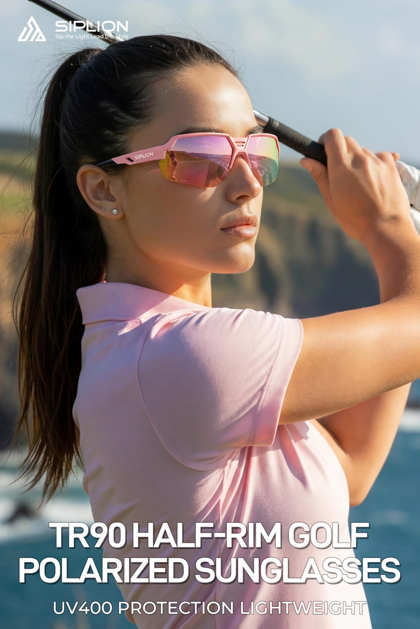SIPLION Polarized Sunglasses Women Sports: UV400 Protection TR90 Frame Anti-Slip Wrap-Around for Driving Fishing Golf Running KD03-05 C9