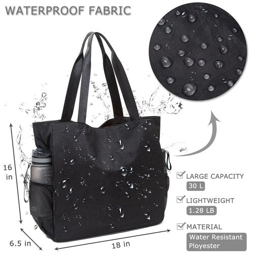 BOCMOEO Yoga Mat Bag, Black, 18*16*6.5 inch, Fits Any Size Mat, Waterproof, 30L Capacity, 7 Pockets, Adjustable Strap, Ideal for Yoga, Gym, Travel