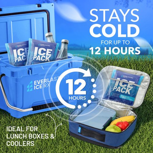 Rapid Performance Reusable Ice Packs for Coolers or Lunch Box | 8 Combo Pack | Cold for Up to 12 Hours | Ice Packs for Cooler, Long Lasting for Camping, Beach